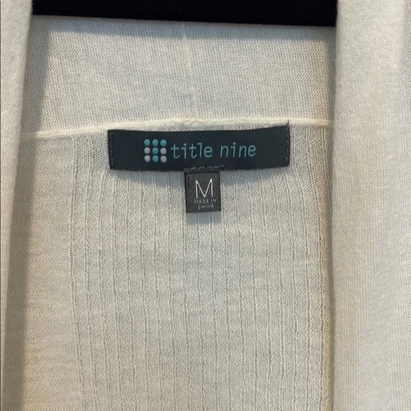 Title Nine Cream Open Front Lightweight Cotton Cardigan with Shawl Collar - Picture 2 of 8